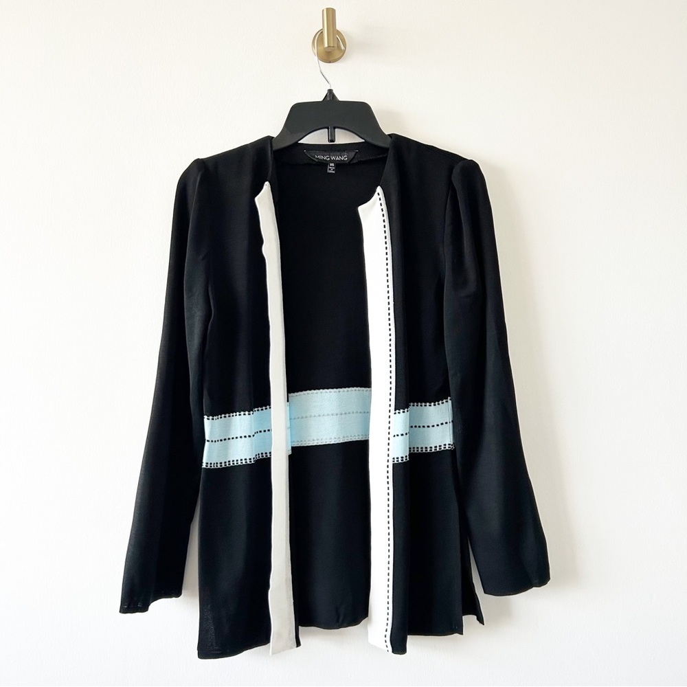 Ming Wang Black Open Front Cardigan Sweater Size XS